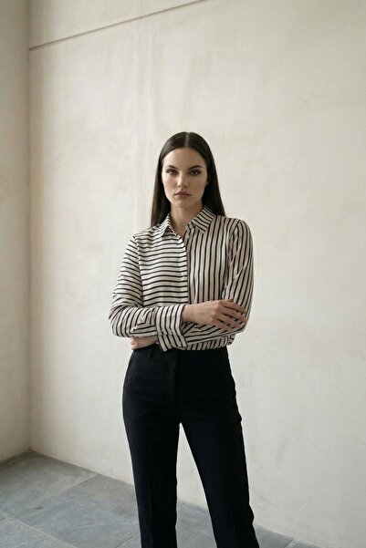 Hiccup MY FASHION Ριγέ σατέν πουκάμισο με κουμπιά