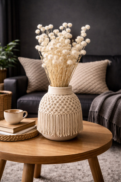 ÇINARASYADAHOME Beyaz Kuru Enginyum (Eryngium) Demeti Doğal Dekoratif Kuru Çi...