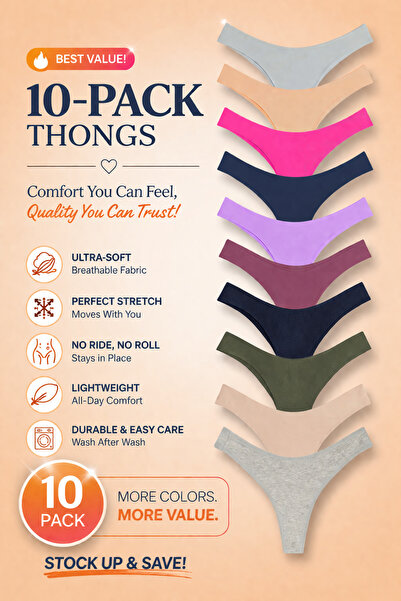 Yohannes Club Γυναικεία, βαμβακερά βασικά σλιπ τάνγκα, συσκευασία 10 τεμαχίων...