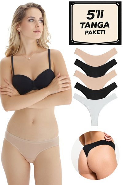 Yohannes Club Kadın, Pamuklu Basic Tanga Külot, 5'Li Paket, Günlük kullanıma ...