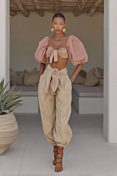 Friday Mood Women's Striped Suit with Tie Detail