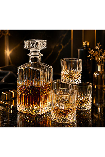 Cook Concept Set decantor și pahare whisky, 4 pahare de 200 ml + decantor de 940 ml, sticlă, design modern elegant