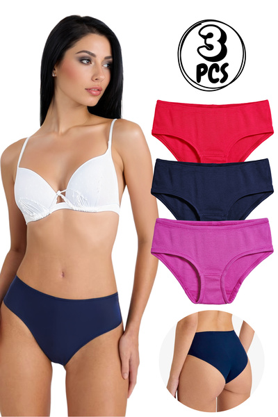Yohannes Club Kadın, Pamuklu Basic SLİP Külot, 3'lü Paket, Avantajlı Set