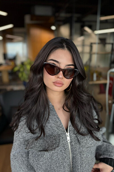 happy line Brown Cat Eye Sunglasses
