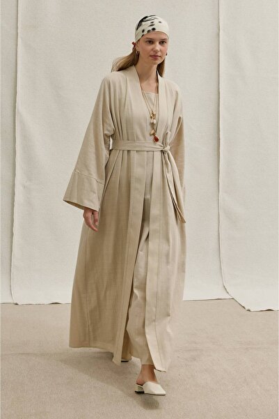 LEYLA STORE Linen Touch |   Linen Textured Abaya Set