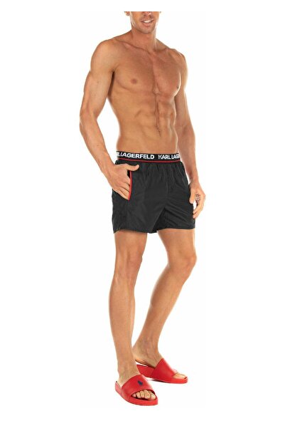 Karl LagerfeId Men's Shorts, Sport-Casual, Black with Red Details