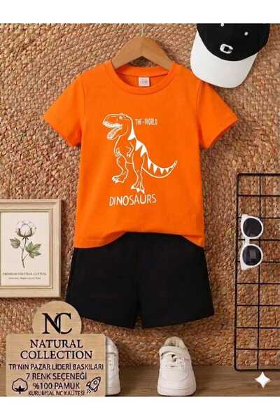 Nice Clothes تي شيرت صيفي للأطفال شورت للجنسين (طباعة ديناصور)