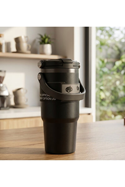 Mihristore Çelik Termos Taşıma Kulplu Paslanmaz Çelik Termos Mug 700 ML Vakum...