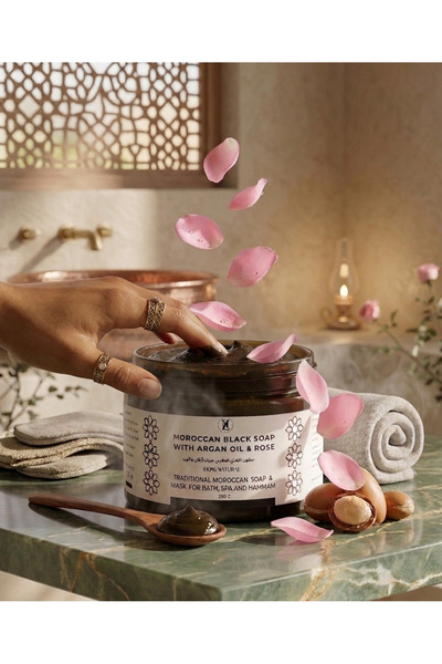 VİSKOYAT Argan yağlı Fas Siyah Sabunu 300g – %100 Doğal Katkısız Spa ,Hamam V...