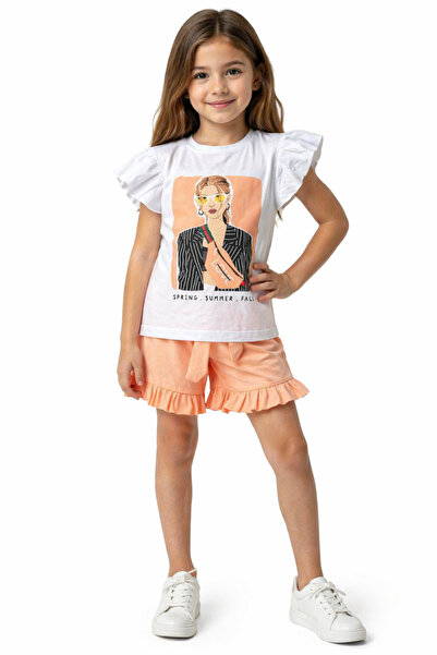 İrem Çocuk Giyim Girl's T-Shirt with Spring Lettering and Picture Pattern, Sa...