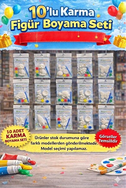 WeSank 10lu Boyama Seti – Eğlenceli Aktivite Paketi - (BOYA ve Fırçalı Ful Set)