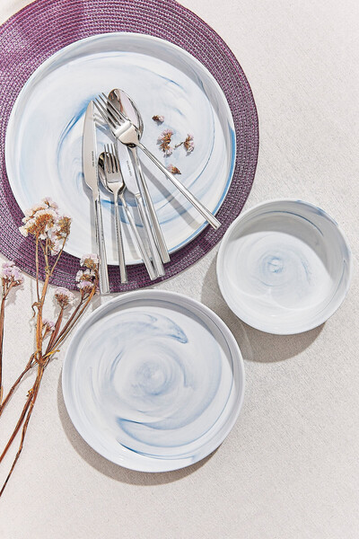 Paşabahçe Marble Porcelain Salad Bowl Blue - 1 Piece