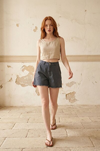 Hiccup MY FASHION Τζιν σορτς με ψηλή μέση και φαρδιά μπατζάκια