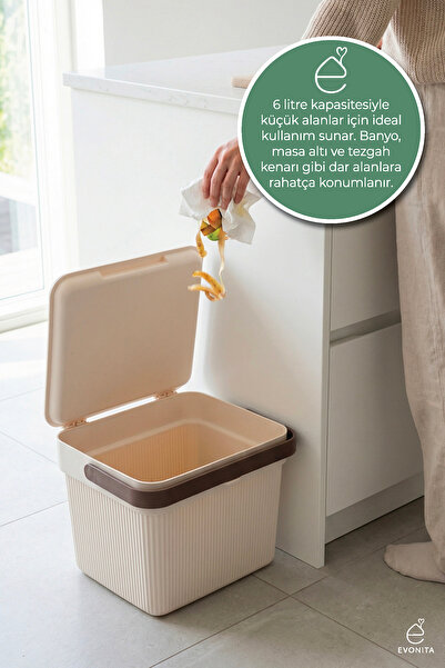 EVONİTA Kapaklı Çok Amaçlı Saklama Kutusu Sepet Organizer 6 Litre Oyuncak Ban...