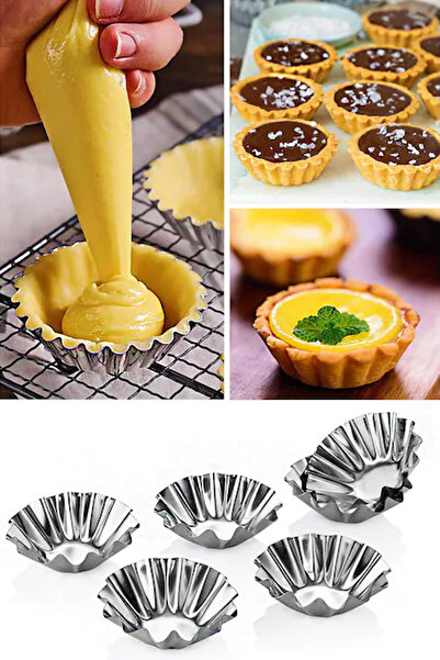 Saule 12 Adet Paslanmaz Mini Kek Kalıbı, Cupcake, Tart, Tartolet, Brownie, To...