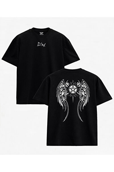 kun inaki Dean Winchester Supernatural Sırt Baskılı Siyah Unisex Tişört
