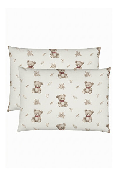 pistore %100 Pamuk Ranforce Bebek Yastık Kılıfı Ayıcık Desenli - 2 Adet 35x45