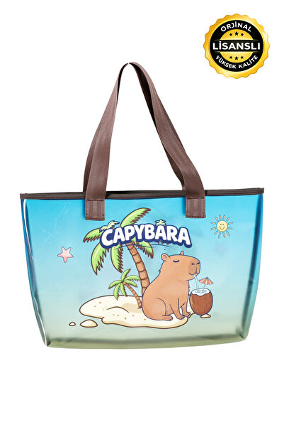 capybara Figürlü Plaj Çantası – Şeffaf yüzeyli, Geniş Hacimli, Yazın En Tatlı...
