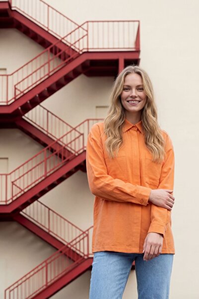 Hiccup MY FASHION Κλασικό πουκάμισο από μείγμα λινών με λεπτομέρεια τσέπης