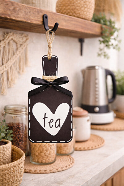rosfloa rf İskandinav Tarz Kalp Detaylı "Tea" Yazılı Dekoratif Duvar Süsü Mut...