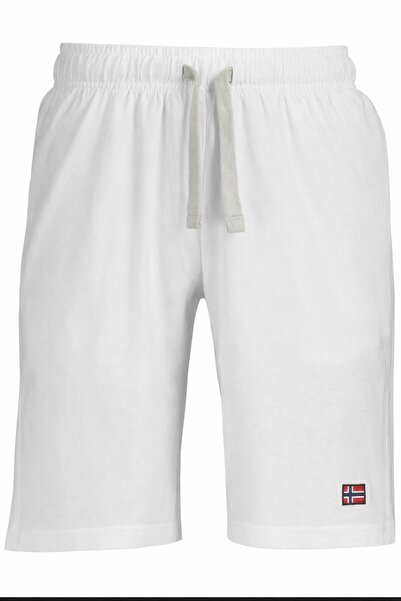 Norway Pantaloni Scurți Bărbați, Albi, Patch Steag, Casual