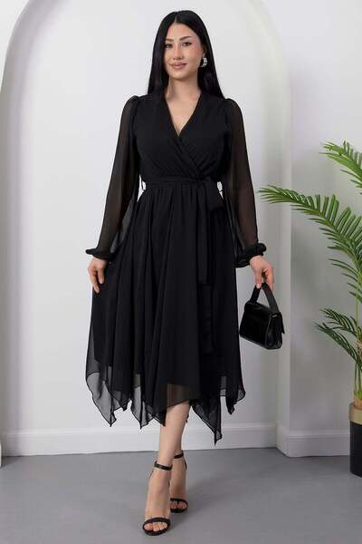 PULLIMM Двуредна шифонена рокля с яка и пола DKS1418