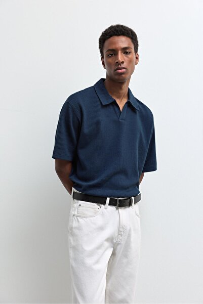 LEFTIES Dokulu polo yaka t-shirt