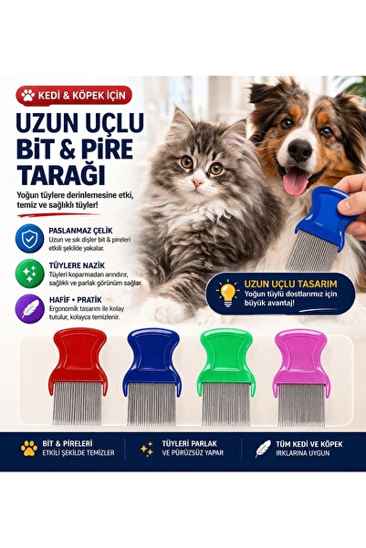 HAYHAYPETSHOP مشط طويل الأطراف للشعر والقمل - مشط فعال لتنظيف شعر القطط والكل...