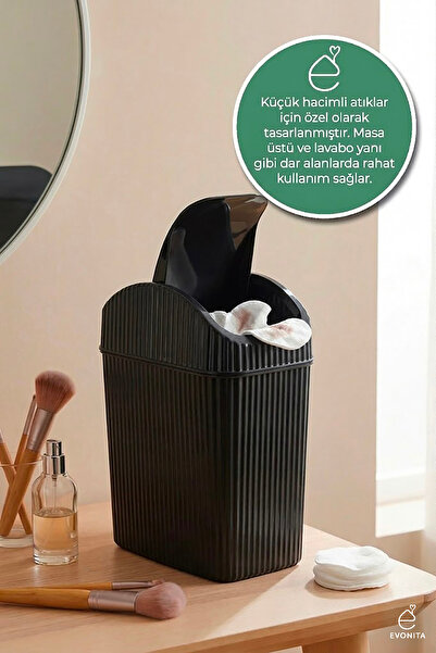 EVONİTA Kapaklı Mini Çok Amaçlı Saklama Kutusu Masa Üstü Organizer Banyo Mutf...