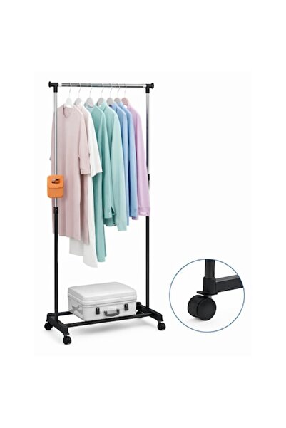 OEM Διπλή Τηλεσκοπική Κρεμάστρα Ρούχων με Ρόδες, Ρυθμιζόμενη, Μαύρη, 20 κιλά