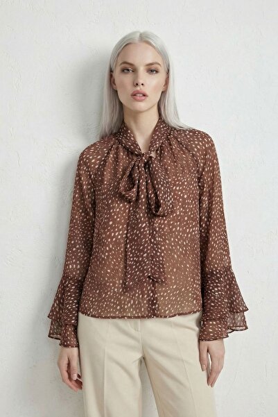 Hiccup MY FASHION Πουκάμισο με λεπτομέρεια φουλαριού και πουά σχέδιο