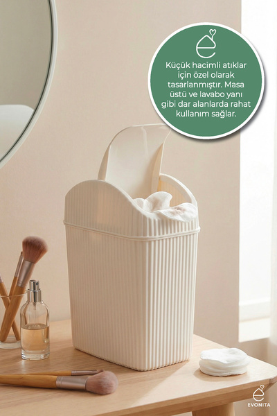 EVONİTA Kapaklı Mini Çok Amaçlı Saklama Kutusu Masa Üstü Organizer Banyo Mutf...