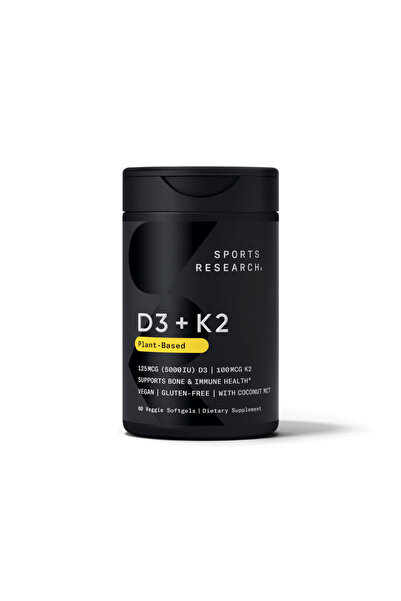 Sports Research D3 + K2 Plant-Based 250mcg (10.000 IU) D3 - 100mcg K2 - 60 Ve...