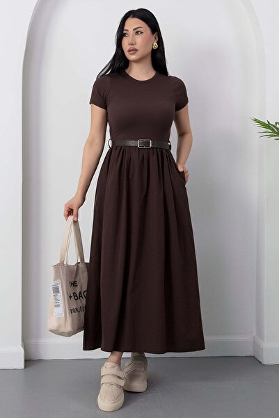 PULLIMM Φόρεμα με λαιμόκοψη και ζώνη GRS3925