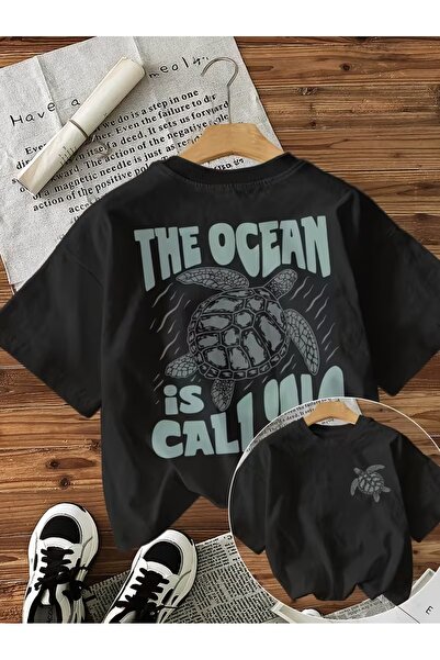 AEMİ Unisex Μπλουζάκι με στάμπα "Το Ωκεανός Καλεί " σε μεγάλο μέγεθος και λαι...