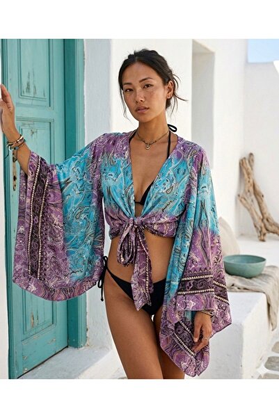 laviyonsa Αυθεντικό μπολερό από μετάξι με έθνικ σχέδια (36-46) STD