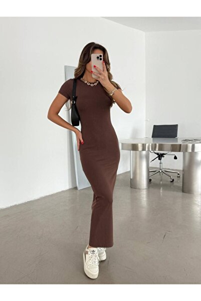 AYZEY Women's Circular Neck Flexible Long Dress