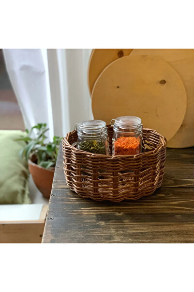 MİESSA Ψάθινο διακοσμητικό πιάτο από ρατάν, διαμέτρου 23 εκ., μποέμ διακοσμητ...