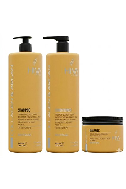 HİVA Πακέτο Επανόρθωσης Μαλλιών από την Evoque Collagen & Argan: Σαμπουάν, Μα...