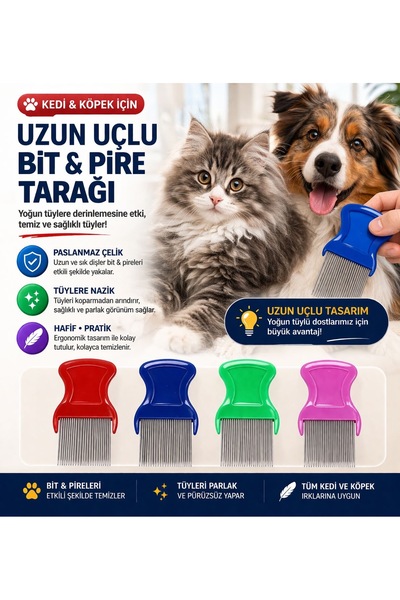 HAYHAYPETSHOP Uzun Uçlu Bit & Pire Tarağı – Yoğun Tüyler İçin Etkili Temizlik...