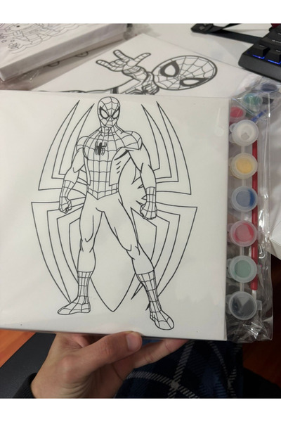 KAIYA Çocuklar İçin Spider-Man Boyama Tuval Boyama Seti (20x20 cm)