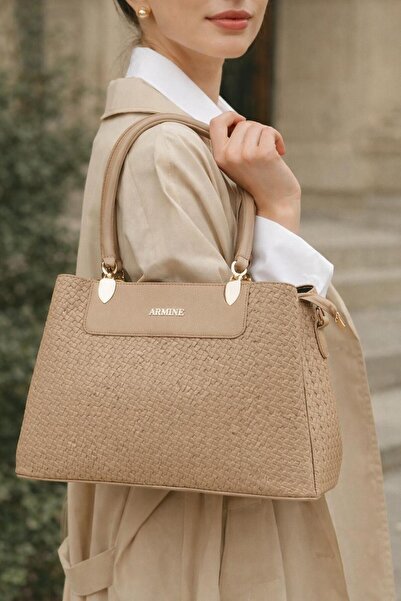 Armine 206 Γυναικεία πλεκτή τσάντα χεριού και ώμου από βιζόν