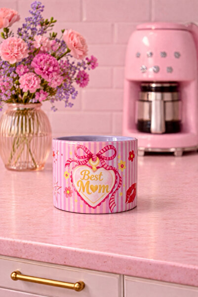 DVOYAGE Best Mom Charm Lila Porselen Kupa Bardak (150 ml) - Annelere Hediye S...