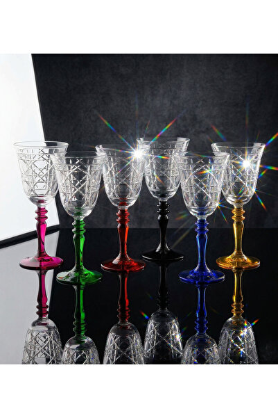 AKDEN STORE Kristal Kesme Kadeh Cam Bardak Dekoratif Sunum Kadehi 6'lı Set