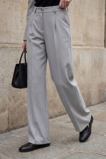 Hiccup MY FASHION Ψηλόμεσο πλισέ παντελόνι με φαρδιά μπατζάκια