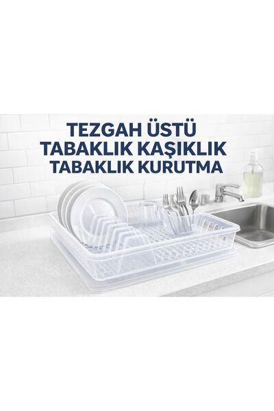 genel tr Şeffaf Tezgah Üstü Bulaşıklık - Tabaklık - Kurutmalık Bulaşık Düzenl...