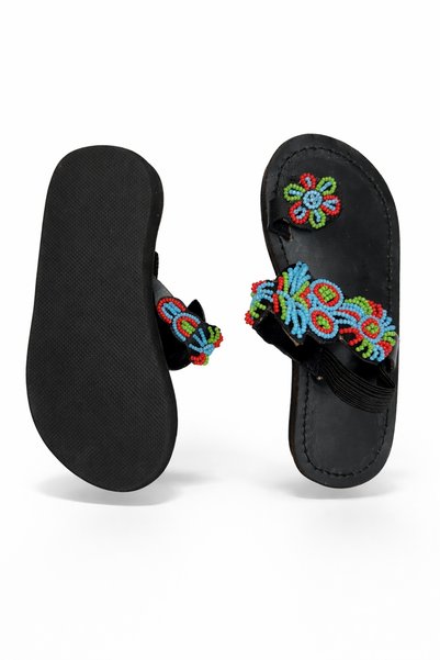 Desert & nile artistry African Kids Beaded Leather Sandals