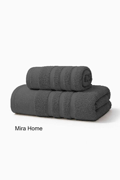Mira Home طقم مناشف حمام قطنية مكون من قطعتين أيليا أنثراسايت