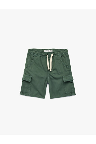 Koton Βαμβακερό σορτς cargo με κορδόνια και λεπτομέρεια τσέπης