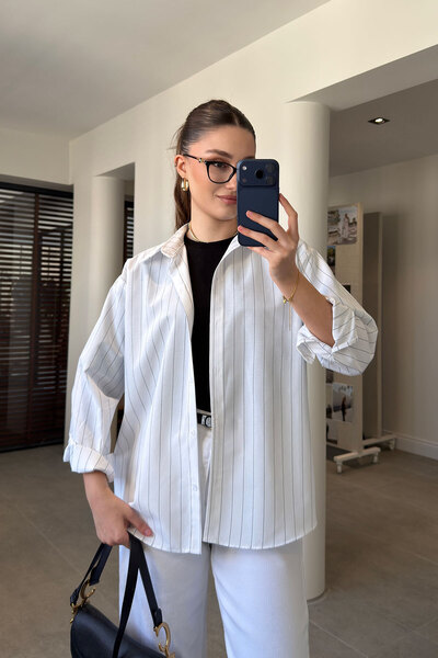 MAGARDE Striped Premium Shirt - White